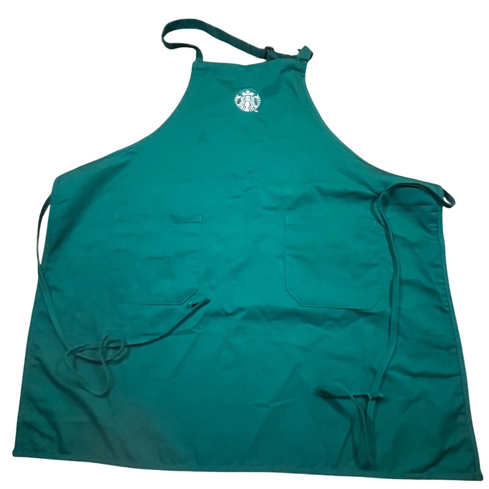 Starbucks Barista Apron Green Embroidered‎  Logo Uniform 2 Pockets Adjustable